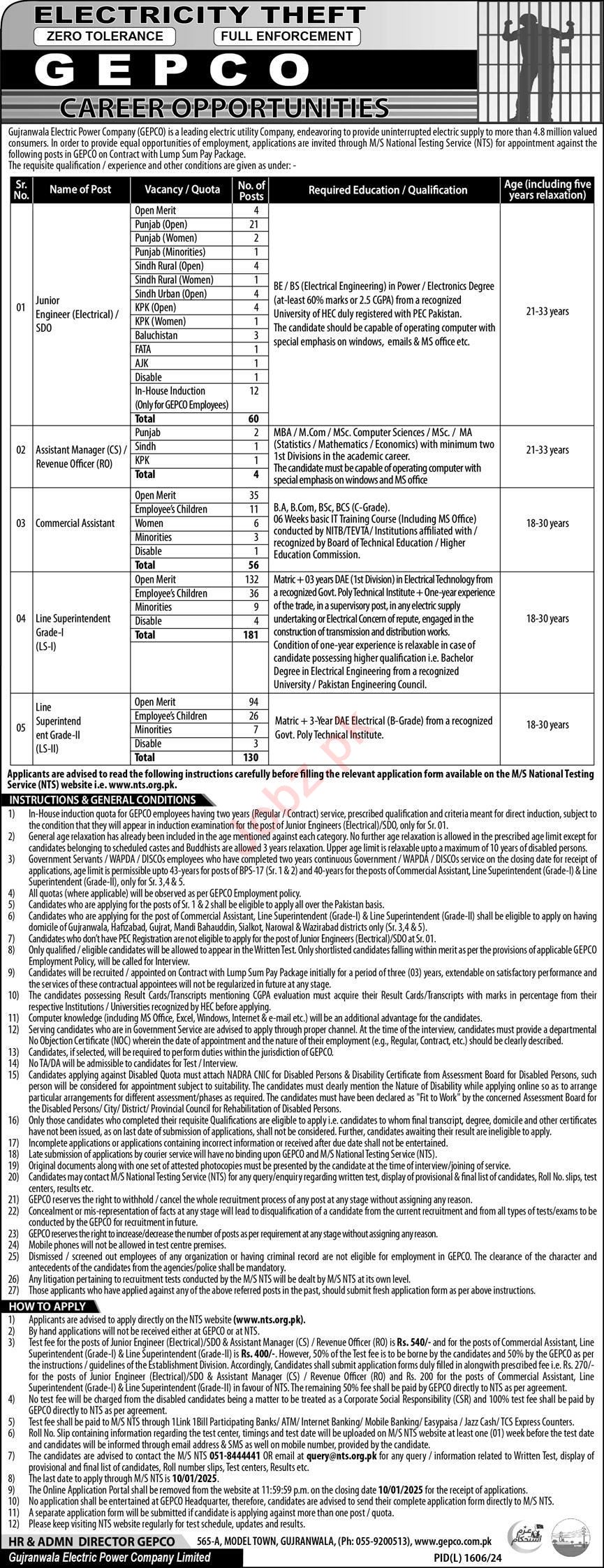 Gujranwala Electric Power Company GEPCO Jobs Apply In 2024