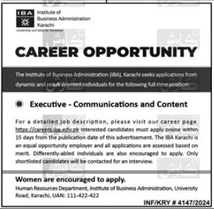 Institute of Business Administration IBA Karachi Jobs 2025