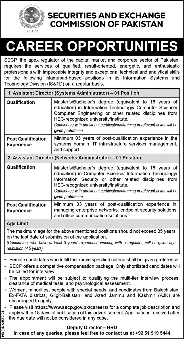 Securities And Exchange Commission Of Pakistan SECP Islamabad Jobs 2025